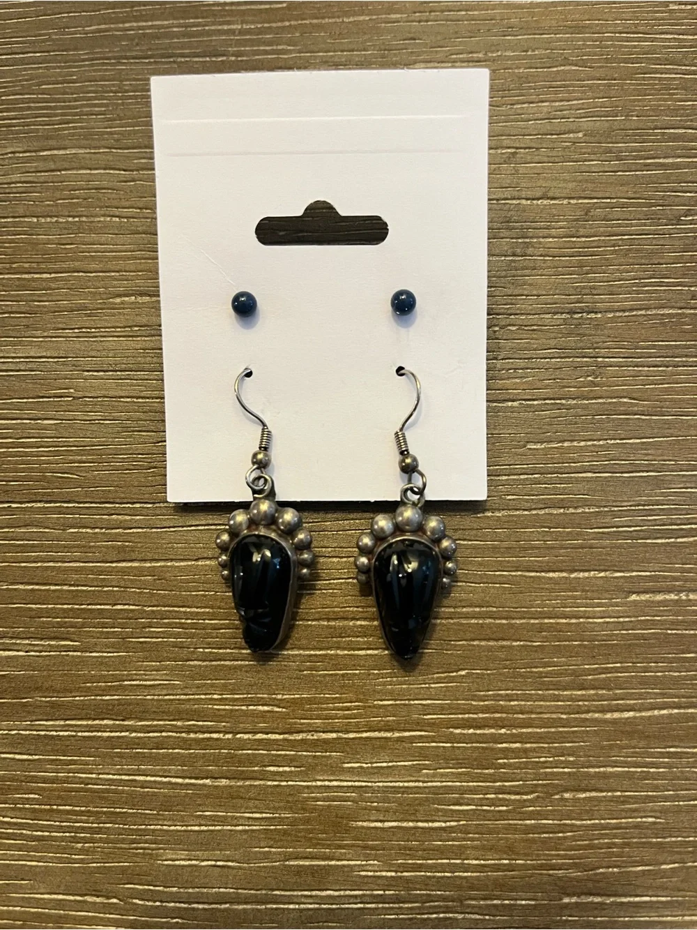 Gorgeous African American Black Carved Face Drop Earrings